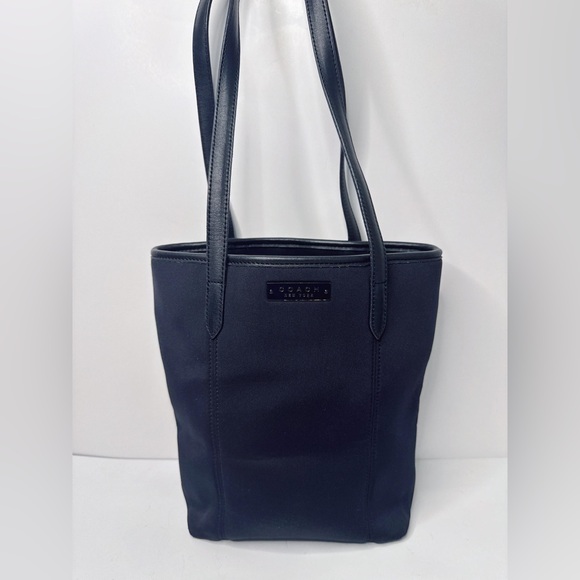 Coach Shoulder Purse Tote Black Neoprene/Leather Trim Vintage - Picture 1 of 12